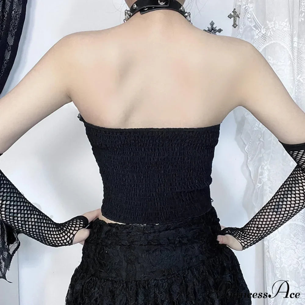 Dark Style Gothic Chain Tube Top Sexy Wrapped Chest Crop Top