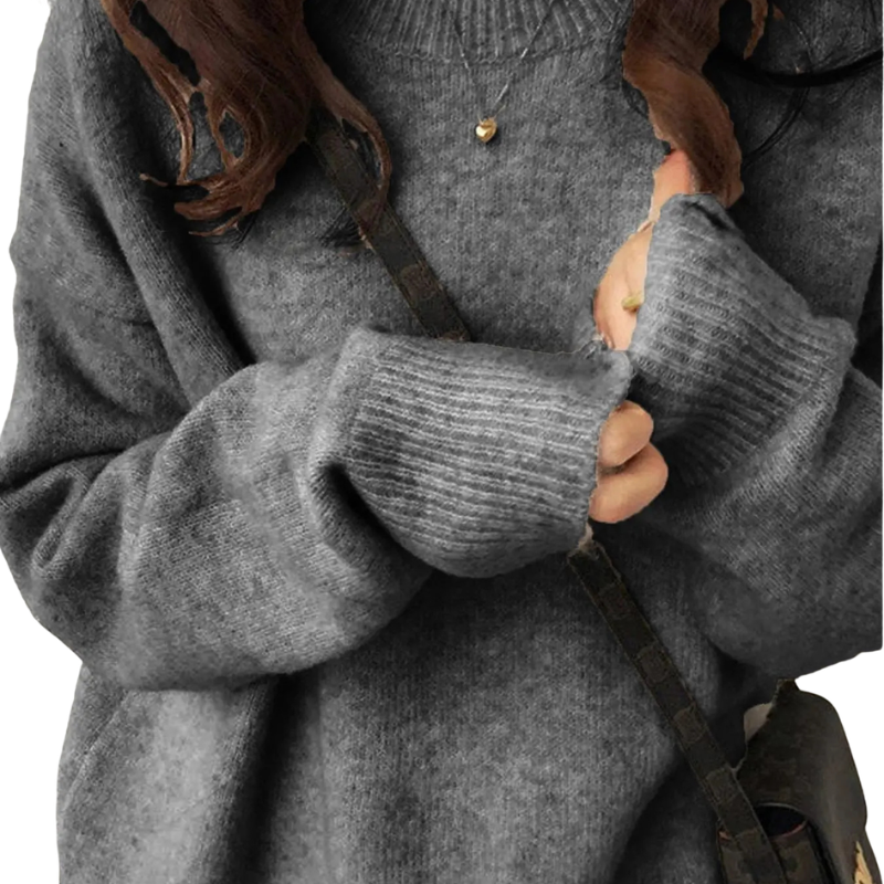Crew Neck Long Sleeve Oversized Drop Shoulder Knit Sweater 4