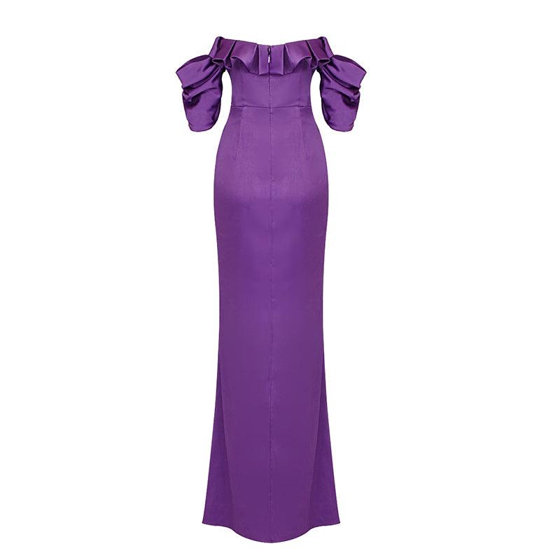 KittenAlarm - Darlina Off Shoulder Thigh Slit Solid Dress