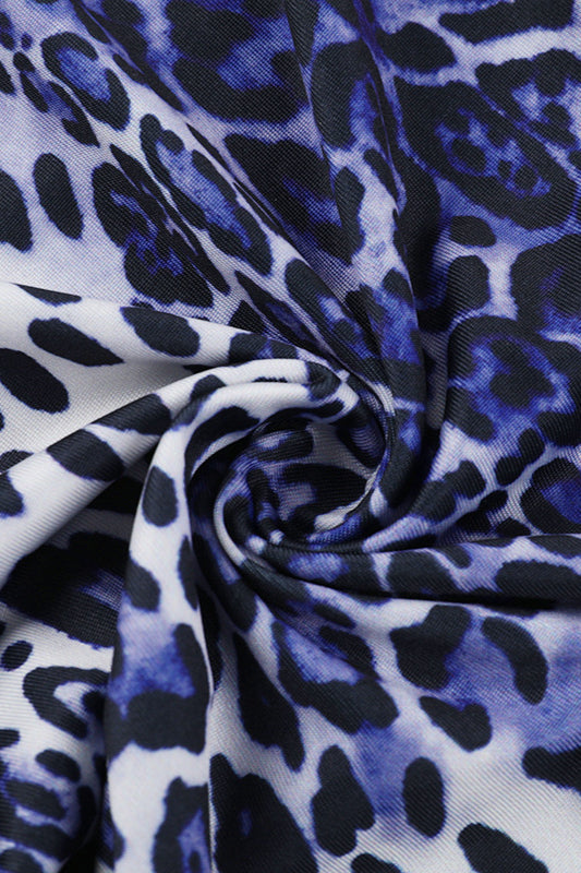 Animal Print Halter Neck Ruffle High Slit Maxi Dress