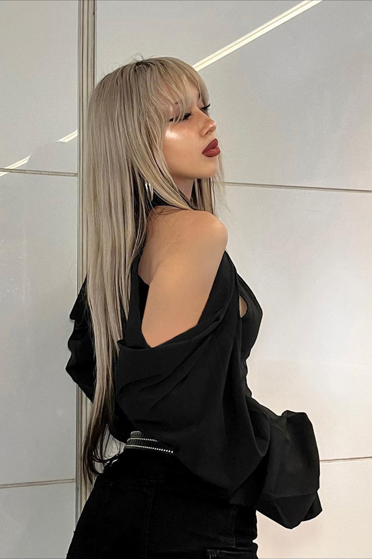 Gothic Bell Sleeve Waist Cinched Blouse