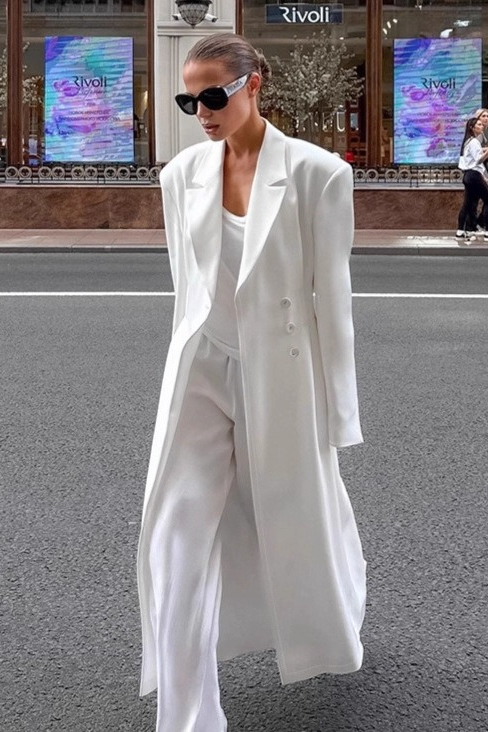 Chic Structured Waist Cinched Work Overcoat - Fashionpara