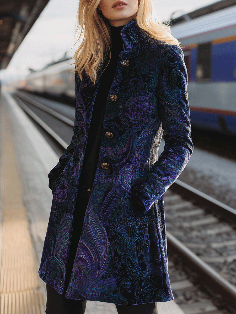 Heritage Paisley Velvet Long Coat
