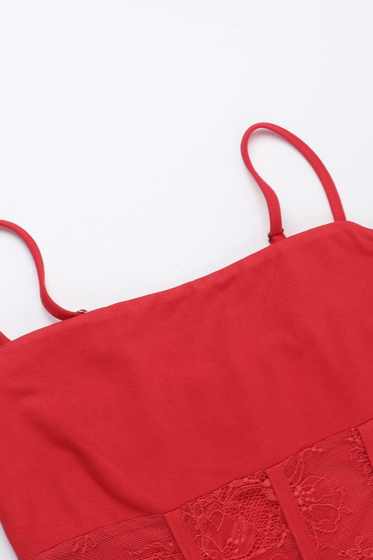 Lace Patchwork Cami Bodycon Maxi Dress