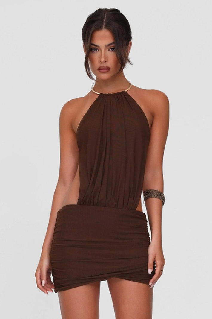 Halter Ring Tie Mini Dress