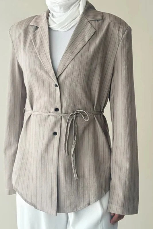 Lace-up Waist Fitted Blazer