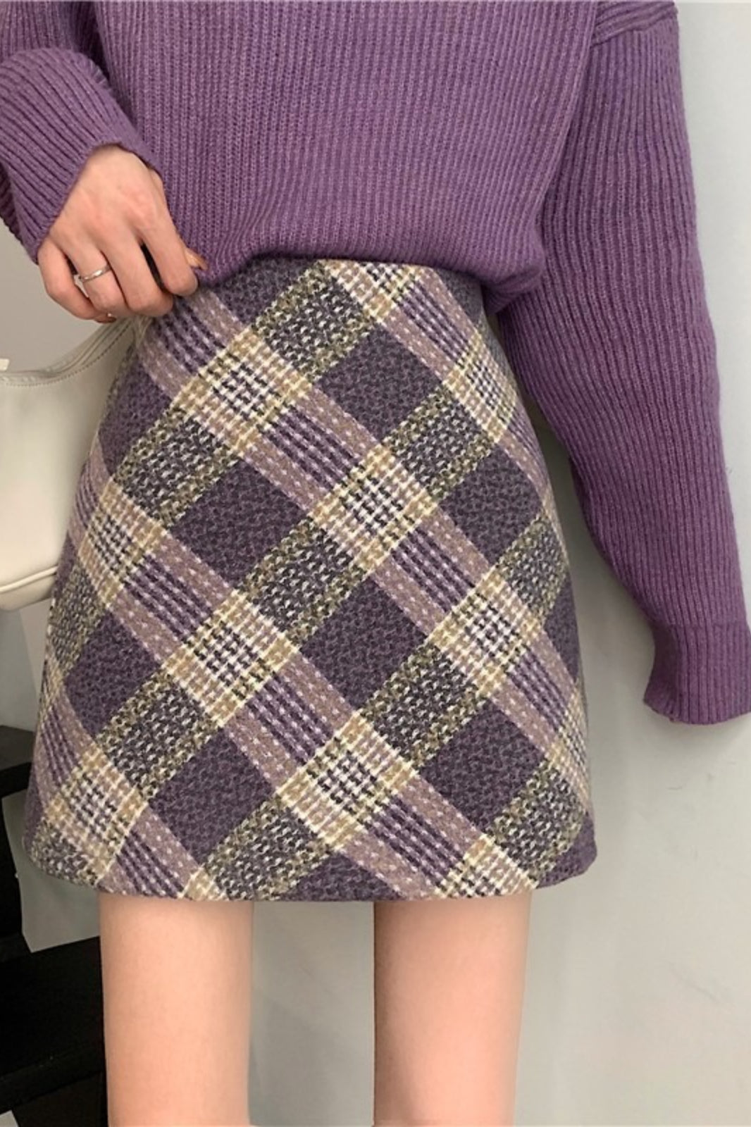 Winter Tartan High Waist Skirt