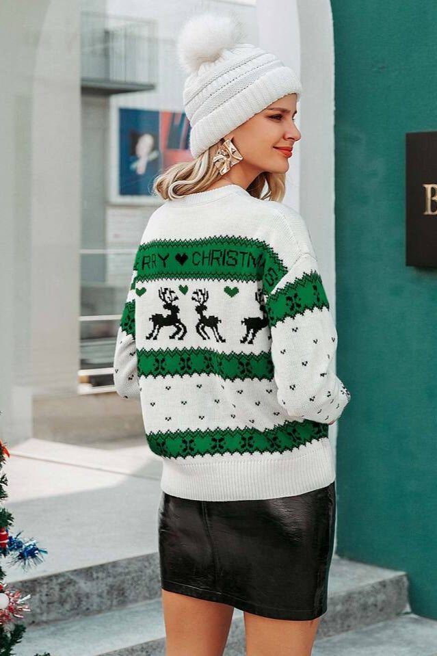 Cozy Moose Polka Dot Color Block Sweater