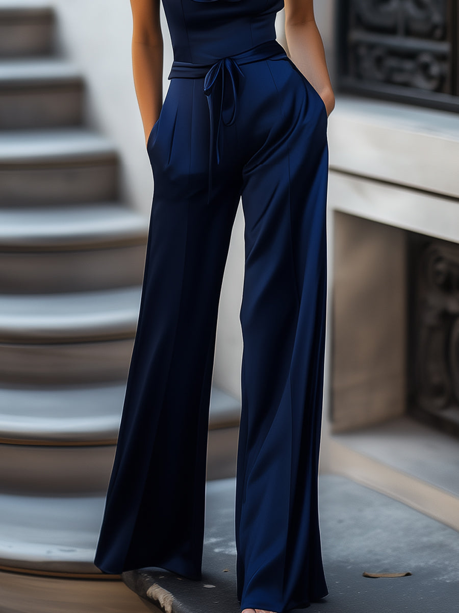 Halter Ruffle Wide-Leg Jumpsuit