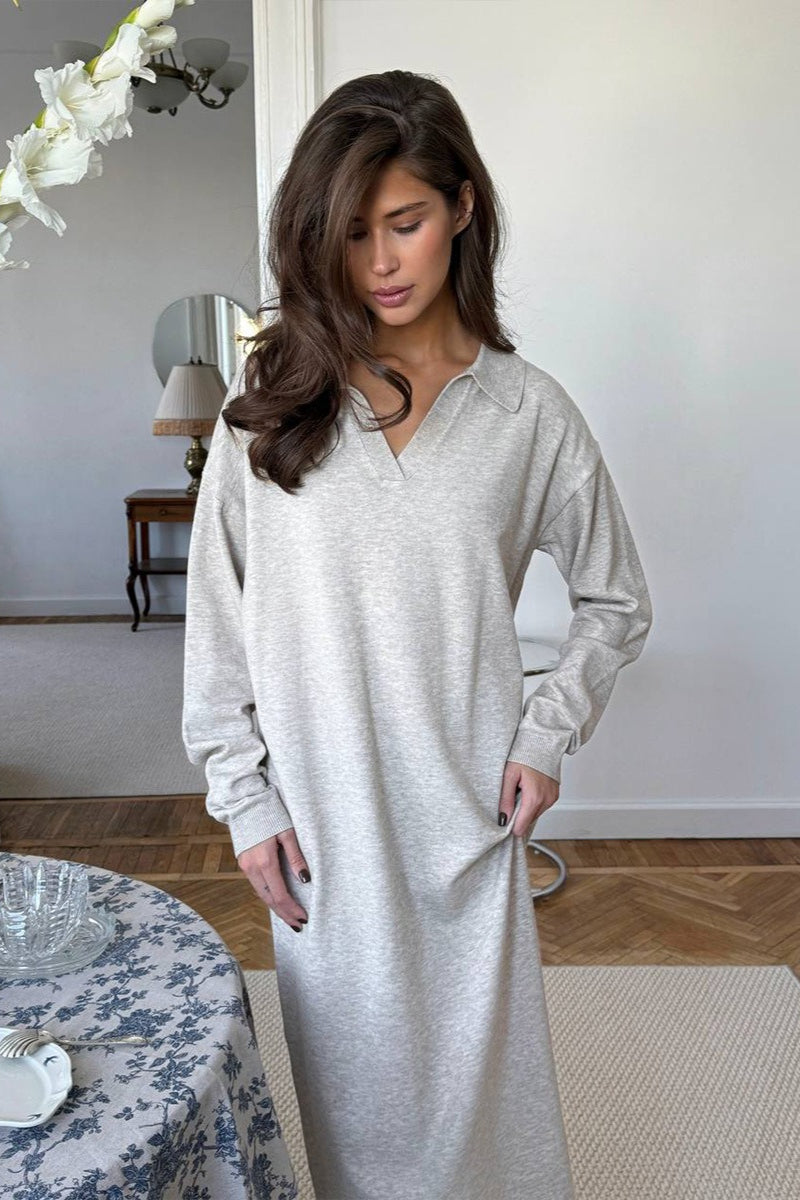 Vintage Red Polo Neck Knit Midi Dress