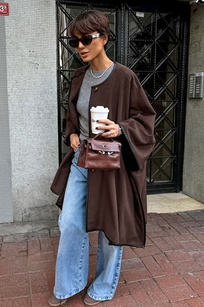 Elegant Vintage Batwing Sleeve Coat for Timeless Style