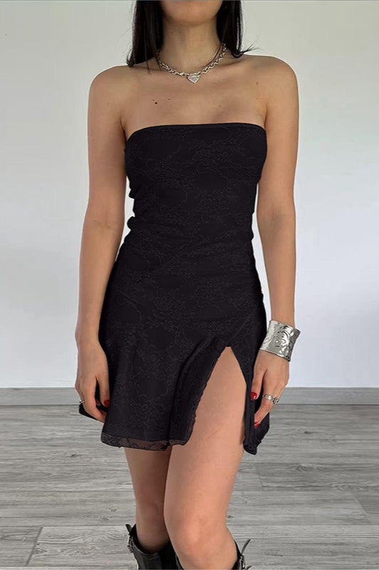 Strapless Flared Godet-Panel A-Line Mini Dress