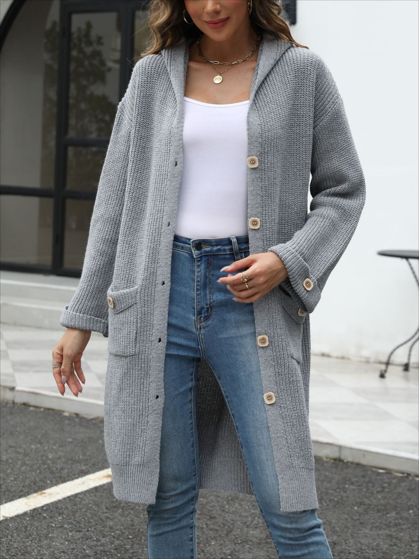 Elegant V-Neck Loose Knit Cardigan for Stylish Comfort