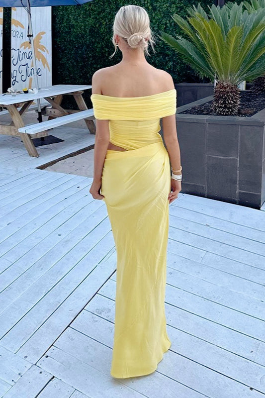 Off Shoulder Ruched Bodycon Mermaid Maxi Dress - View 4