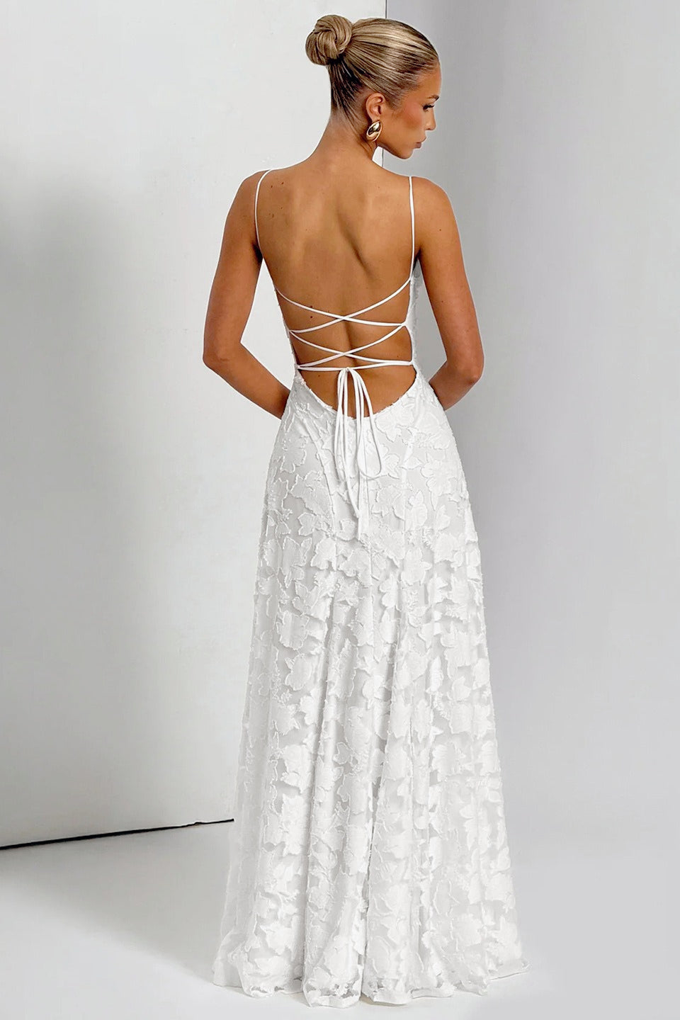 Tie Back Jacquard Lace Birthday Dress