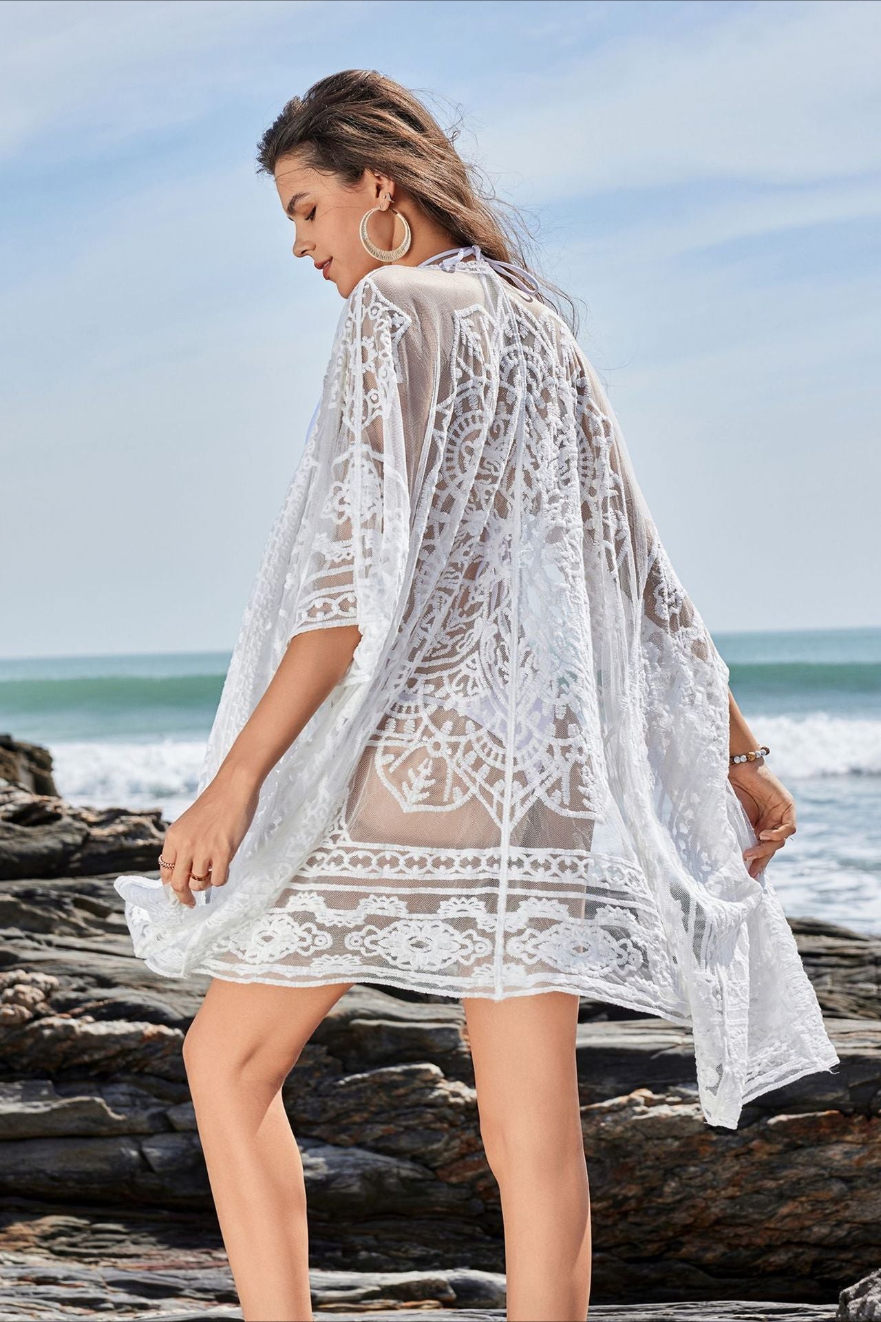 Lace Hollow Pullover Cover Up