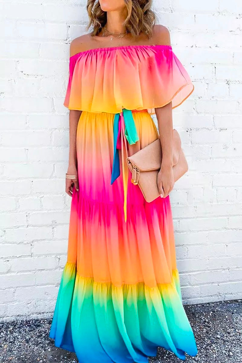 Gradual Change Multicolor Maxi Dress  Fashionpara