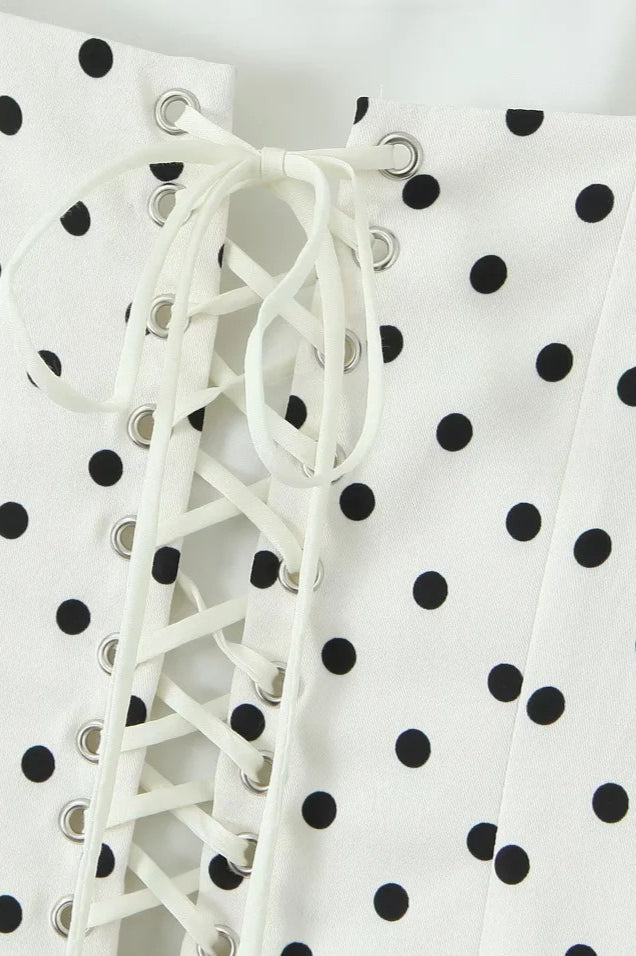 Polka Dot Square Neck Cami Mini Dress - Fashionpara