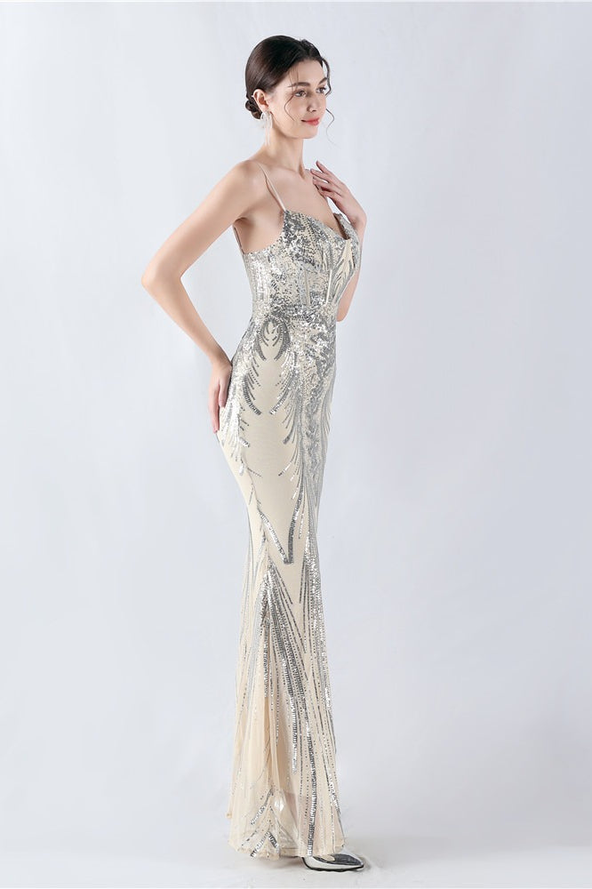 Sequin Spaghetti Strap Sweetheart Mermaid Formal Gown - View 24