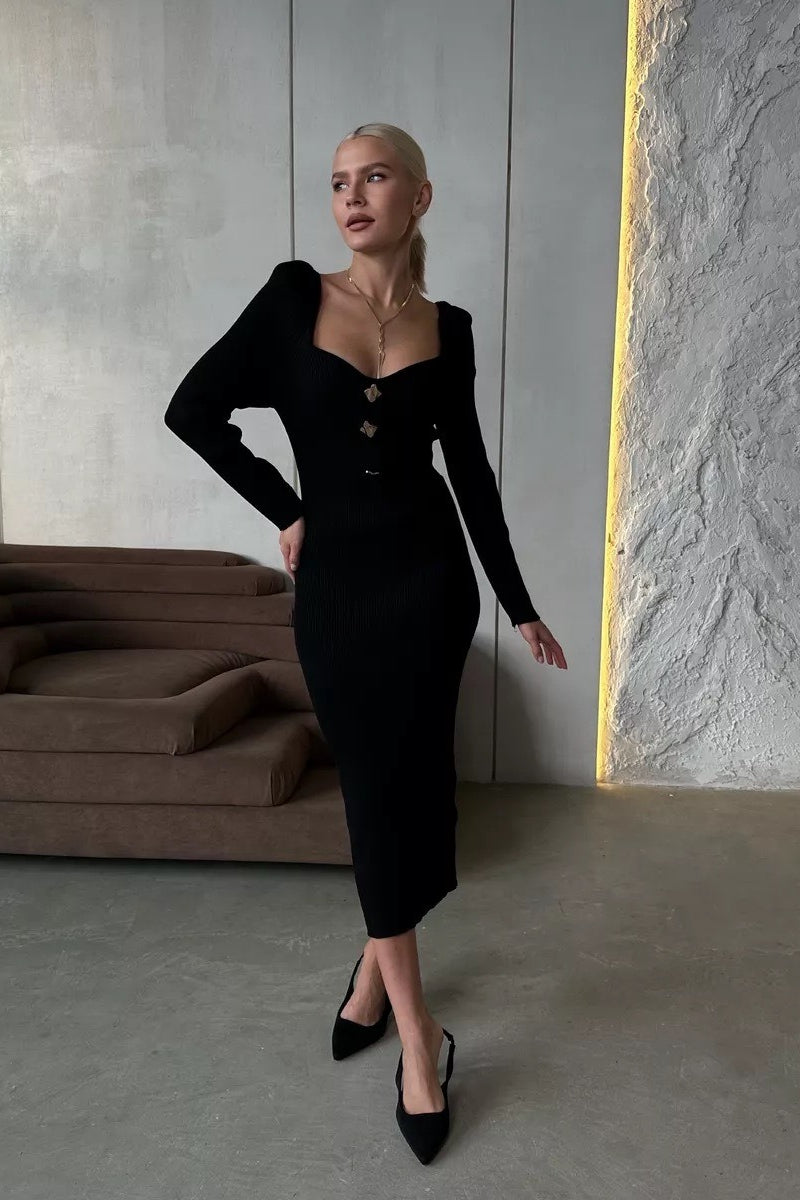 Sexy Knit High Waist Bodycon Midi Dress