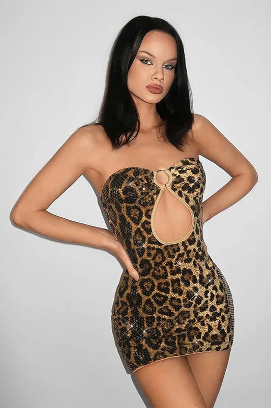 Sequin Strapless Midi Dress