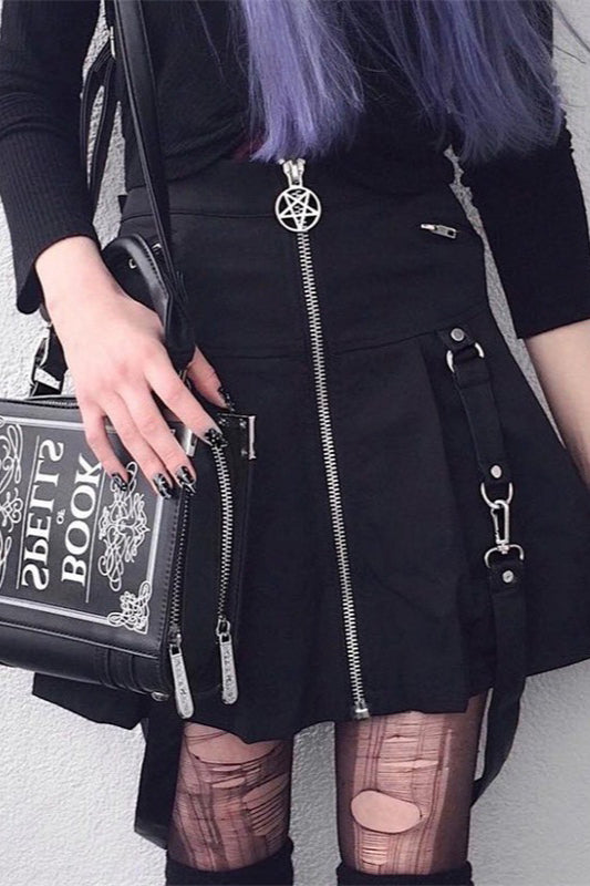 Gothic Stitch Detail Accordion Skirt