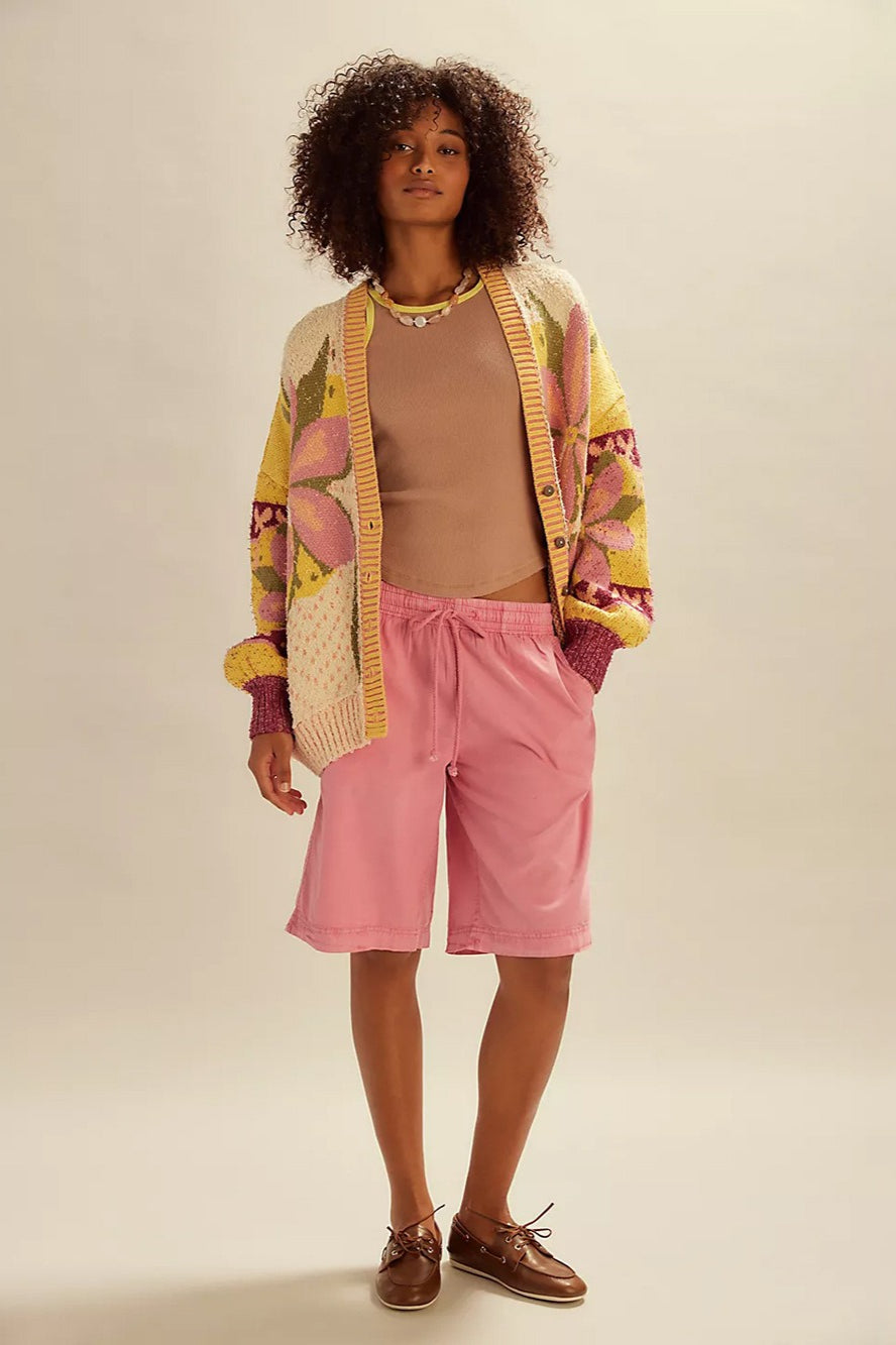 Chic Abstract Print Lapel Knit Sweater for Effortless Style