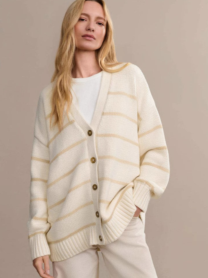 Elegant Striped Loose Knit Cardigan for Effortless Style