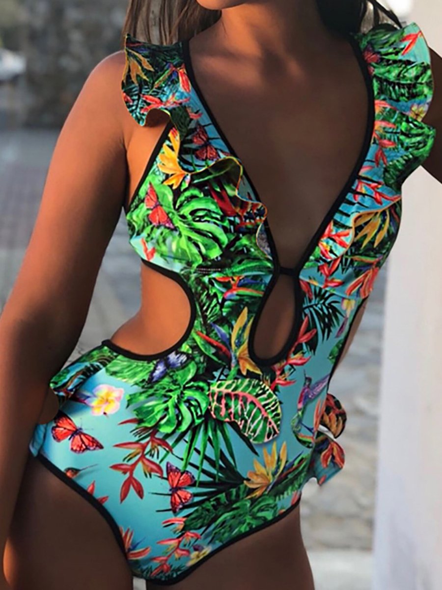 Printed One-piece Swimsuit - Fashionpara
