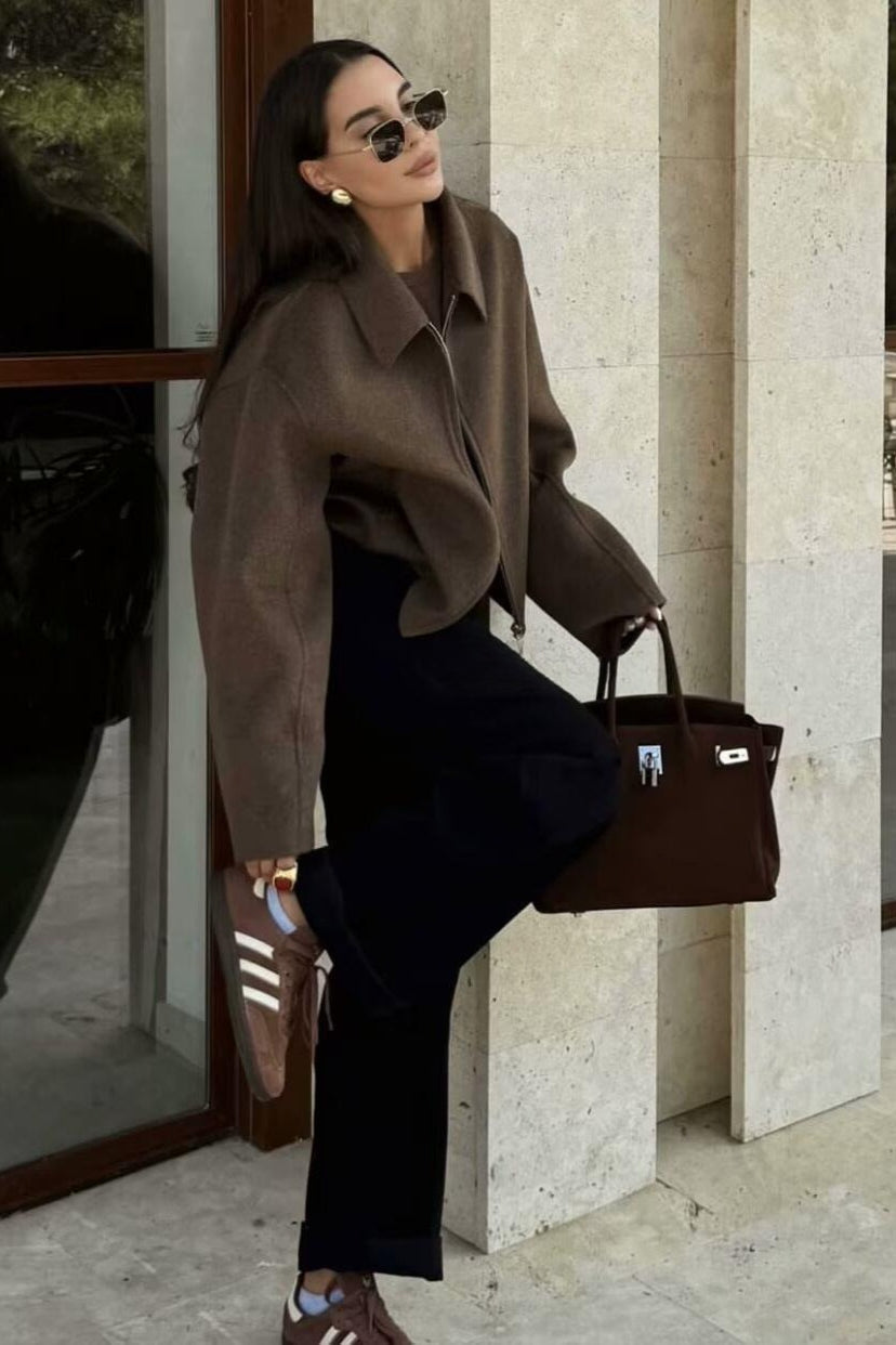 Minimalist Lapel Short Wool Coat 3