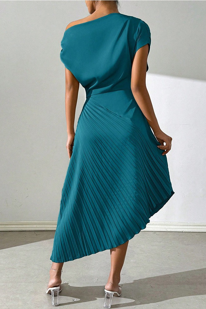Chic Asymmetric Off Shoulder Ruched Irregular Formal Dress