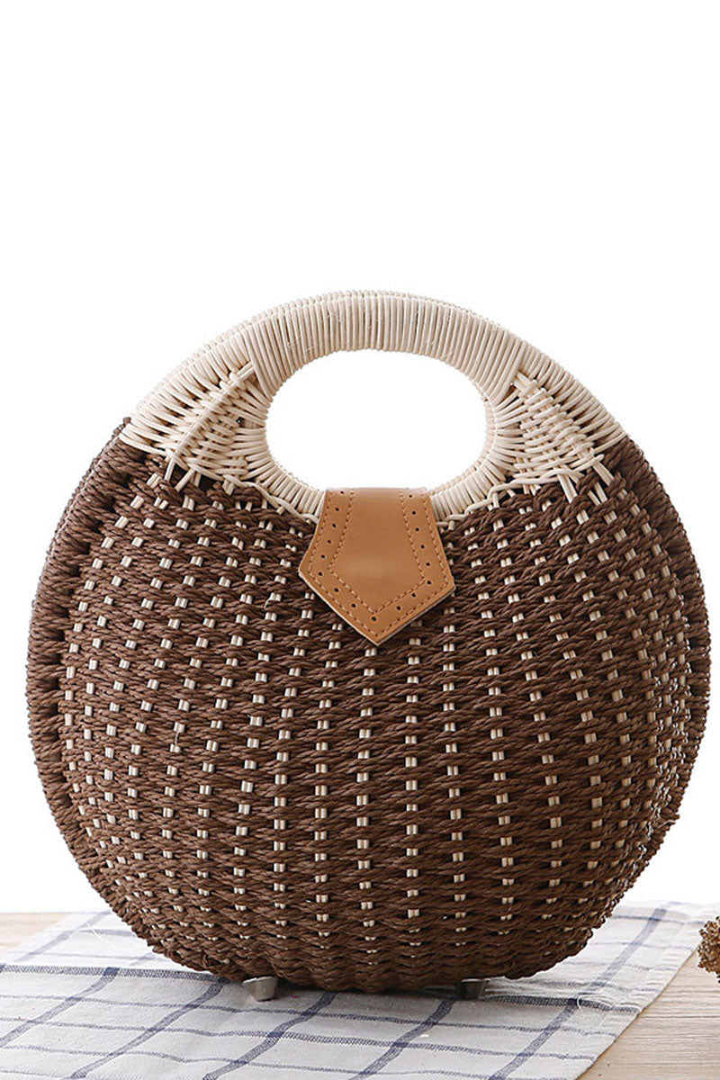 Cute Shell Shape Woven Straw Beach Handbag - Fashionpara