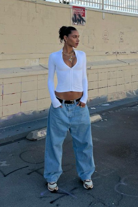 Mock Neck Turtleneck Long-Sleeve Fitted Crop Cardigan Top