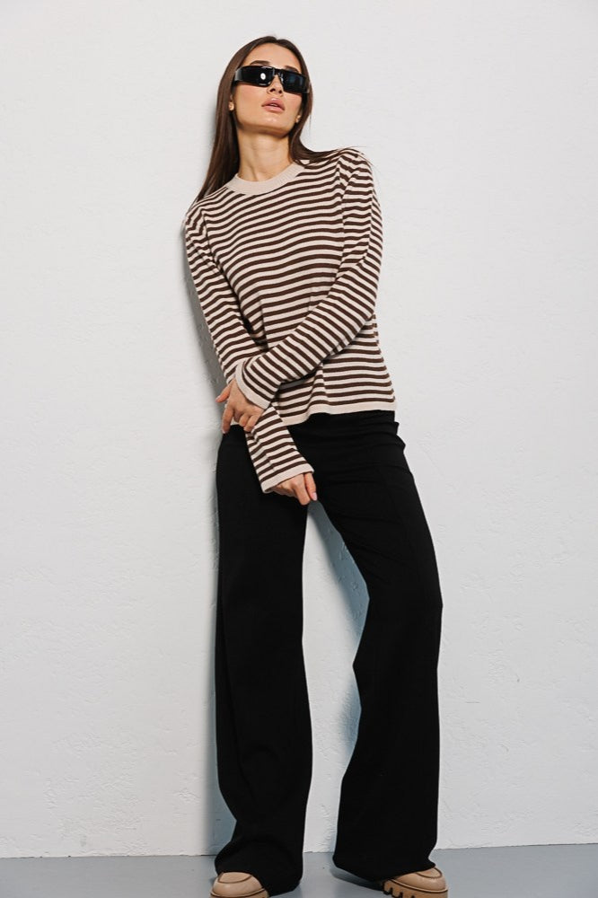 PrincessAce Ribbed Colorblock Striped Knit Sweater for Style