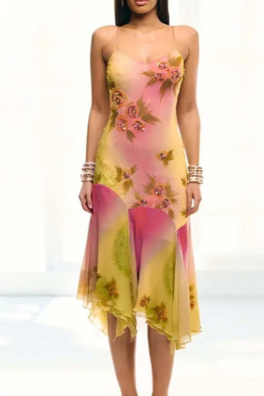 Bohemian Printed Halter Midi Dress