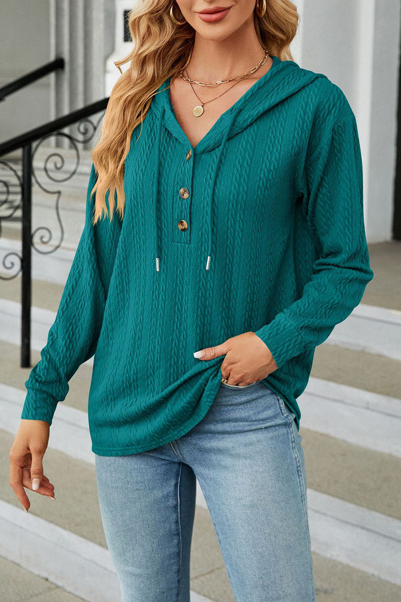 Twist Button Down Hoodie - Fashionpara