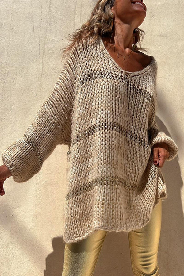 Lady Rin Colorblock Knit Pullover Sweater for Autumn Brunch