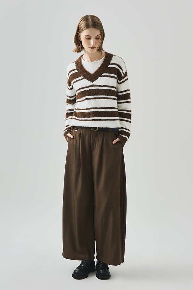 Loose Fit V Neck Knit Sweater