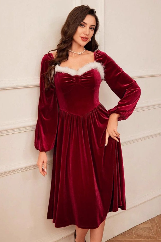 Long Sleeve Ball Gown Party Dress - Fashionpara