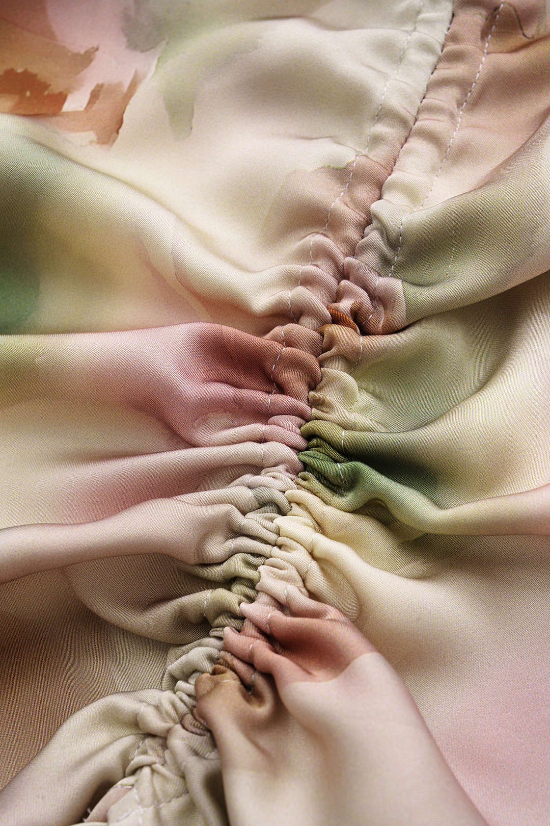 Tie Dye Ruched Drawstring Slip Sleeveless Mini Dress