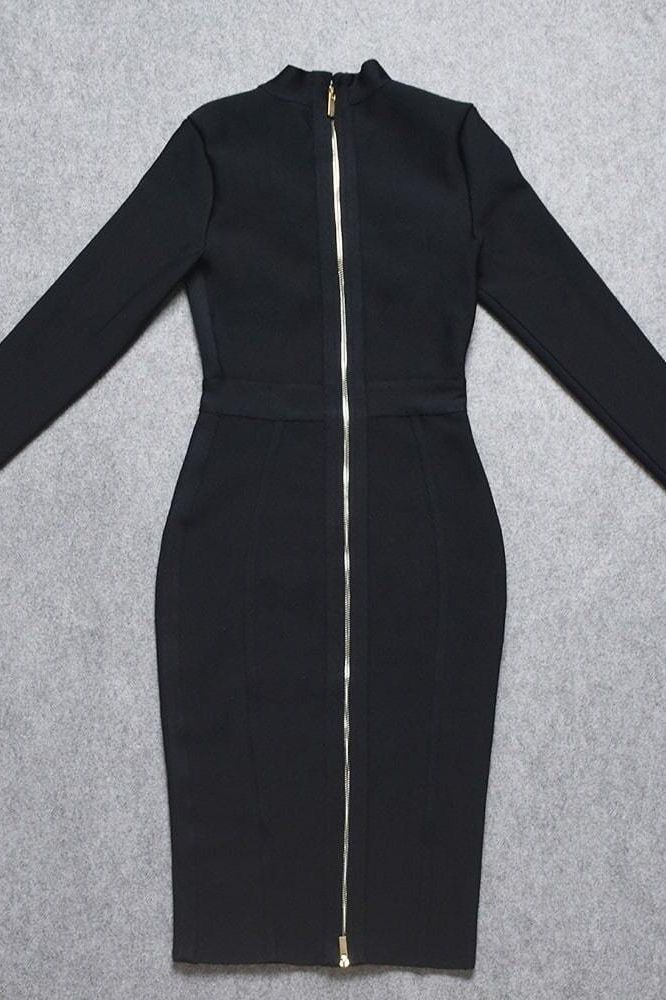 Dee Long Sleeve Bandage Dress - Classic Black - Fashionpara