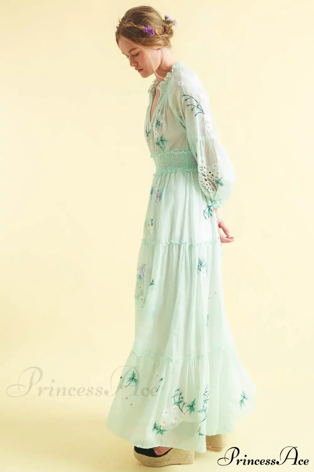 Deep V Long Sleeve Casual Dress