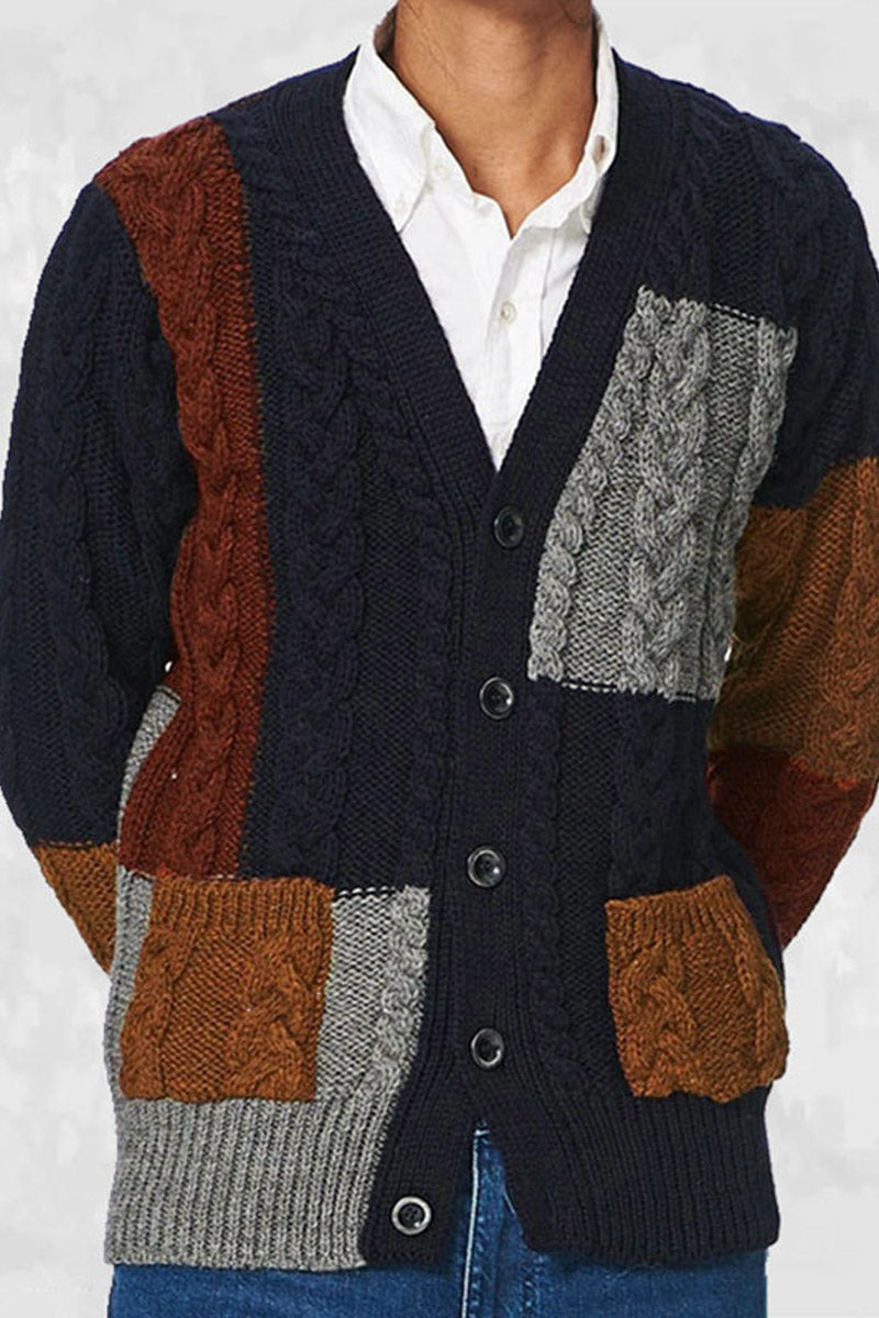 Men's New Patchwork Jumper Knitted Cardigan Jacket - Fashionpara