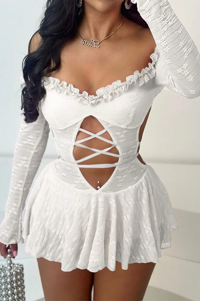 Lace Sleeveless Backless Bodycon Mini Dress - View 2