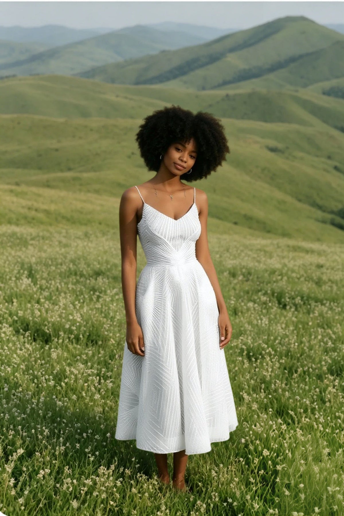 Glitter V-Neck Fit and Flare Midi Dress 6
