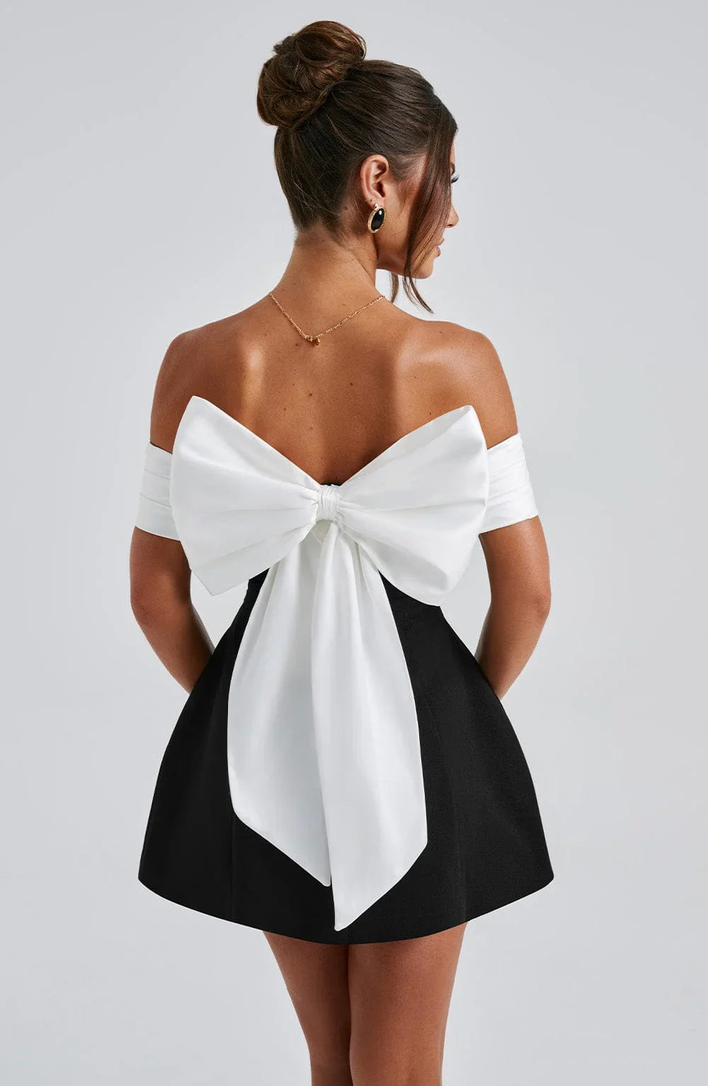 Off-Shoulder Pleated Fit-and-Flare Mini Dress 2