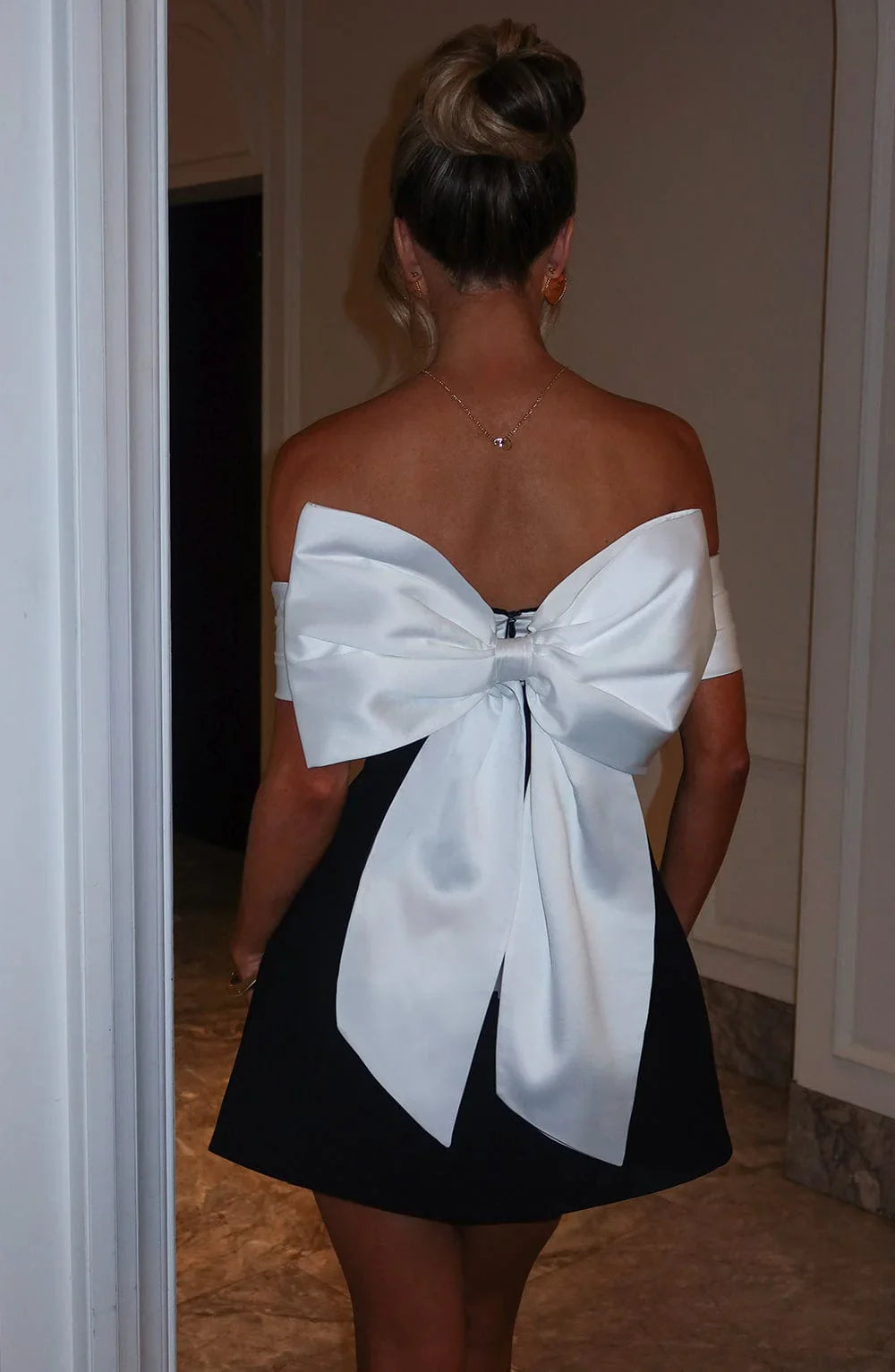 Off-Shoulder Pleated Fit-and-Flare Mini Dress 4