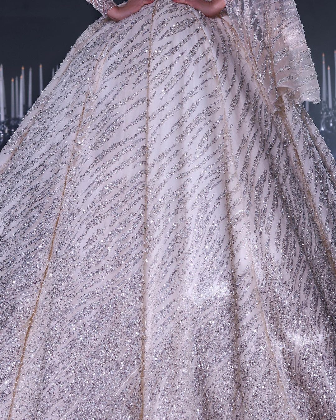 Opulent Floor-Length One-Shoulder A-Line Sequined Wedding Dress with Ruffled Embellishments - Fashionpara