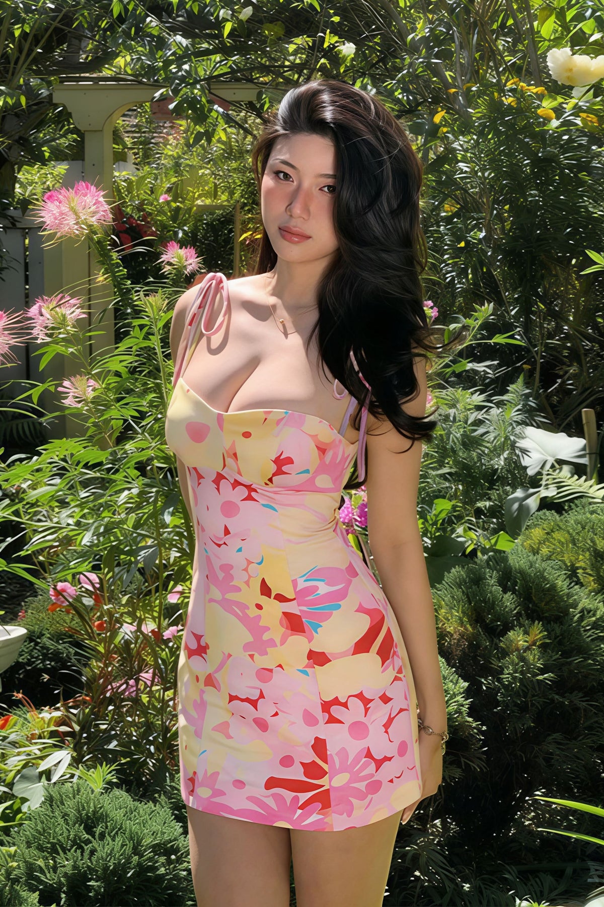 Floral Print Sweetheart Tie Strap Bodycon Mini Dress