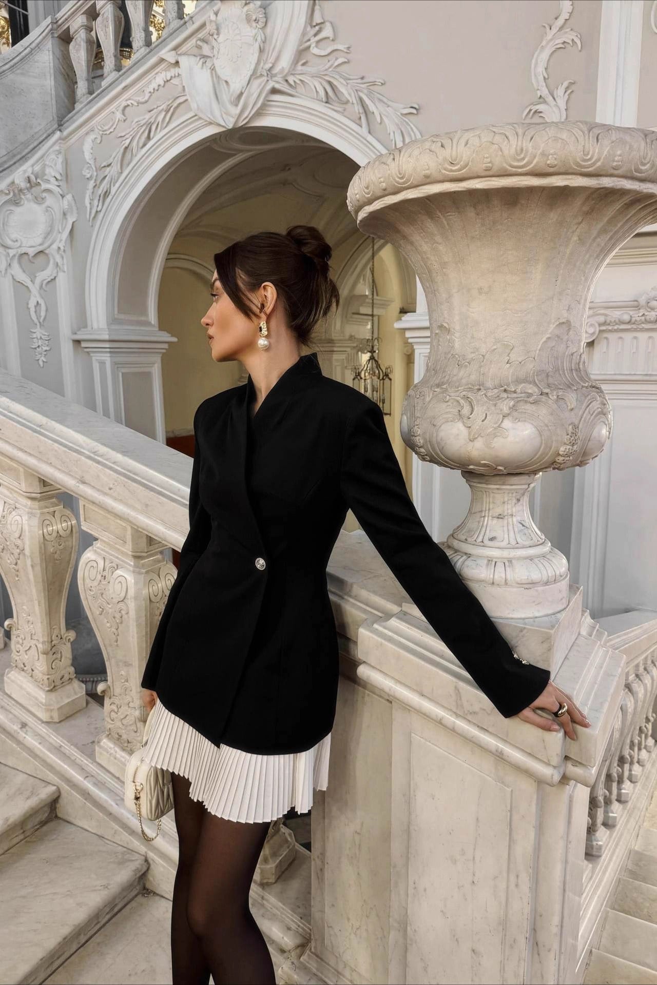 Ruched Waist Blazer Dress Blazer